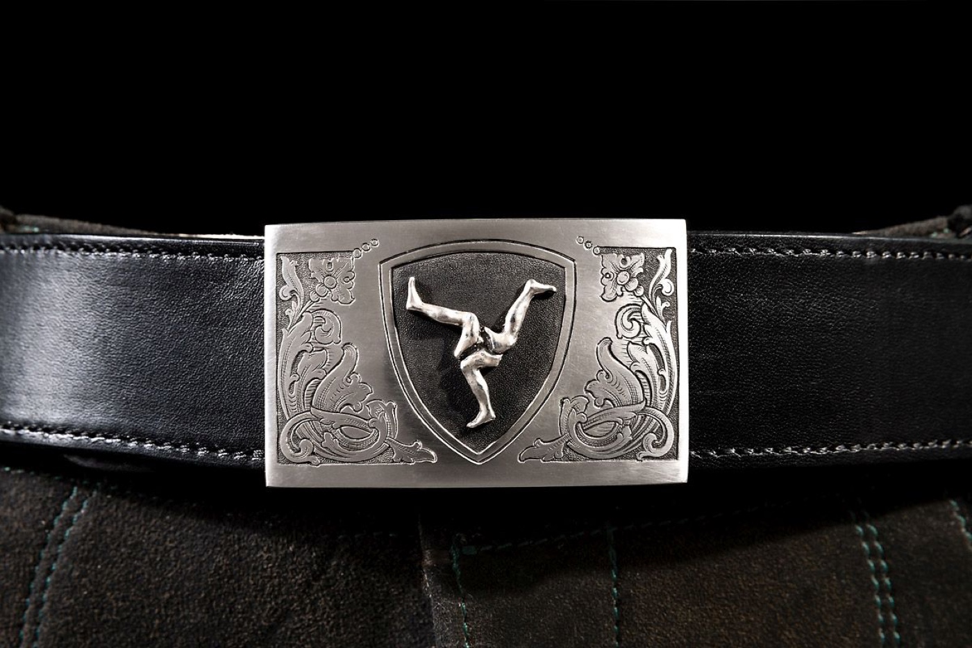 Fuessener Koppelguertel mit handgeschmiedetem Sterlingsilber-Wappen