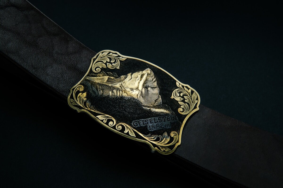 Koppelschliesse Geiselstein Messing vergoldet